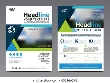 Blue triangle background for Brochure Flyer design Layout vector template in A4 size
