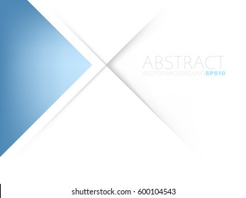 Blue triangle background on white space overlap paper layer for text and message design , vector