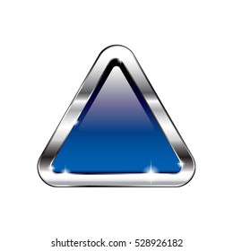 Blue triangle background in a silver frame, with space for your text. Vector illustration, on transparent background