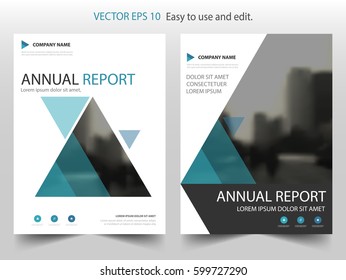 Blue Triangle Brochure annual report Leaflet Flyer template design, book cover layout design, abstract business presentation template, a4 size design