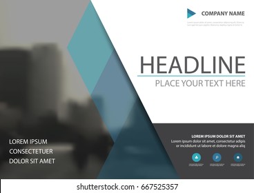 Blue triangle business brochure flyer cover vector design, Leaflet advertising abstract background, Modern poster magazine layout template, Horizontal annual report for presentation.