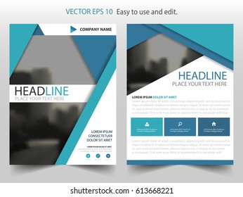 Blue triangle business Brochure Leaflet Flyer annual report template design, book cover layout design, 