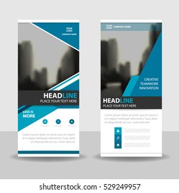 Blue triangle Business Roll Up Banner flat design template ,Abstract Geometric banner template Vector illustration set, abstract presentation brochure flyer 