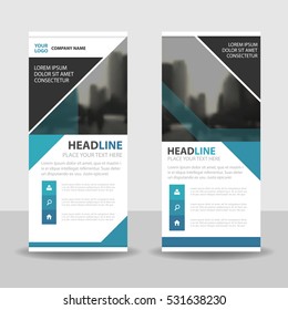 Blue triangle Business Roll Up Banner flat design , Abstract Geometric banner template Vector illustration set, abstract presentation brochure flyer template 