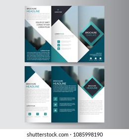 Blue triangle business trifold Leaflet Brochure Flyer report template vector minimal flat design set, abstract three fold presentation layout templates a4 size