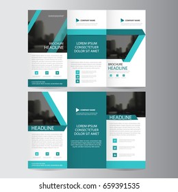 Blue triangle business trifold Leaflet Brochure Flyer report template vector minimal flat design set, abstract three fold presentation layout templates a4 size