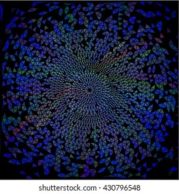 Blue triangle circle on black beautiful background