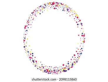 Blue Triangle Color Illustration. Fun Square Background. Yellow Festival Round Isolated. Green Christmas Circle.