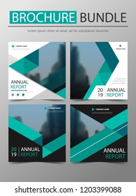 Blue triangle concept square brochure bundle cover, annual report book cover template, business proposal for company set