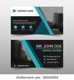Blue triangle corporate business card, name card template ,horizontal simple clean layout design template 