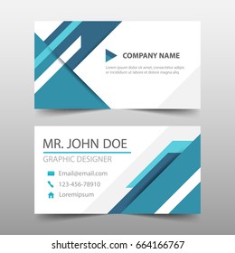 Blue triangle corporate business card, name card template ,horizontal simple clean layout design template 