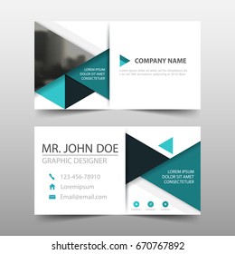 Blue triangle corporate business card, name card template ,horizontal simple clean layout design template