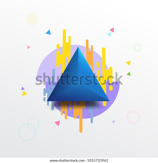 Blue triangle divided to three parts with space for\
text and colorful geometric various shapes texture background.\
Vector illustration template for business banners, flyers,\
invitation, posters, web.