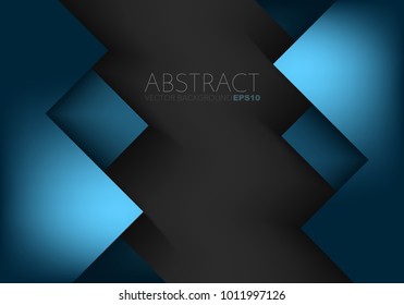 Blue triangle geometric vector background frame with black space