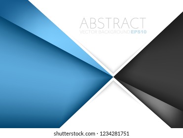 Blue triangle geometric vector background with white and black space for background design