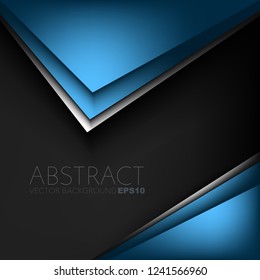 Blue triangle geometric vector background overlap layer on black space