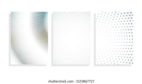 blue triangle halftone vector background set