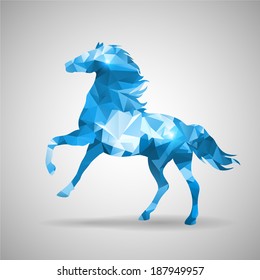 blue	triangle horse design with gray background vector