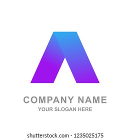 Blue Triangle Letter A Geometric Logo Vector