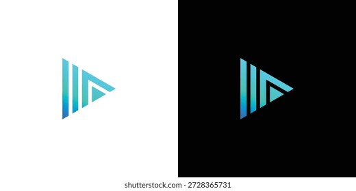 Blue triangle logo design with play button concept