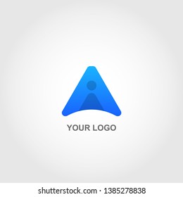 blue triangle logo. gradation color template design vector