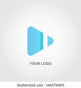 blue triangle logo. gradation color template design vector