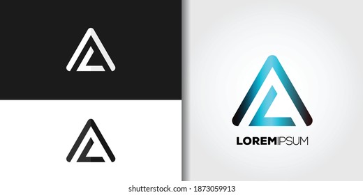 conjunto de logotipos de triángulo azul conjunto de plantillas de ideas vector