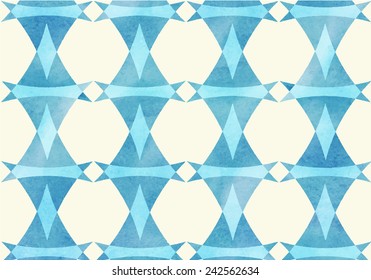 Blue triangle, lozenge watercolor pattern.