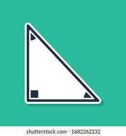 Blue Triangle math icon isolated on green background.  Vector Illustration