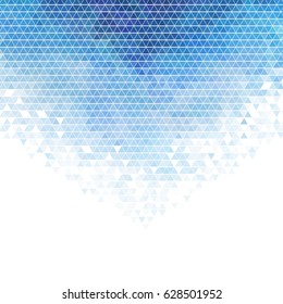 Blue triangle mosaic background with white copy space. Vector illustration.