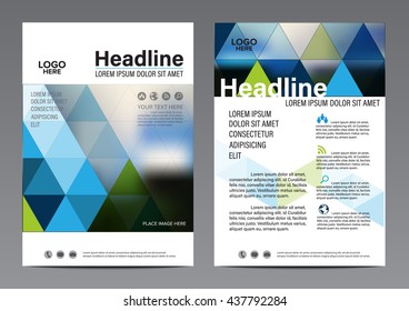 Blue Triangle pattern background. Brochure Annual Report Flyer design template. Leaflet cover Presentation. illustration vector in A4 size