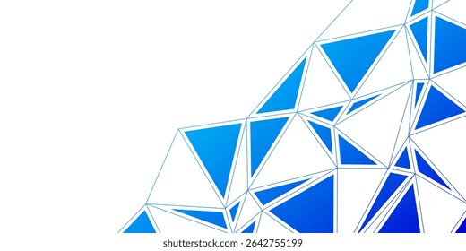 Blue Triangle Polygon Background. Abstract Geometric Technology Design. Wallpaper. Banner. Vector Illustration