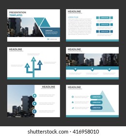 Modelos de apresentação Triângulo Azul Elementos infográficos conjunto de design plano para folheto folheto de publicidade de marketing