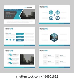 Blue triangle presentation templates, Infographic elements template flat design set for annual report 