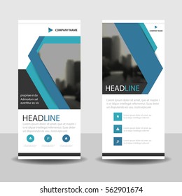 Blue triangle Roll Up Banner flat design template ,Abstract Geometric banner template Vector illustration set, abstract presentation brochure flyer template vertical vector