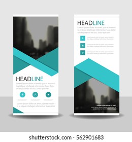 Blue triangle roll up business brochure flyer banner design , cover presentation abstract geometric background, modern publication x-banner and flag-banner, 