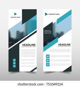 Blue triangle roll up business brochure flyer banner design , cover presentation abstract geometric background, modern publication x-banner and flag-banner, layout in rectangle size.