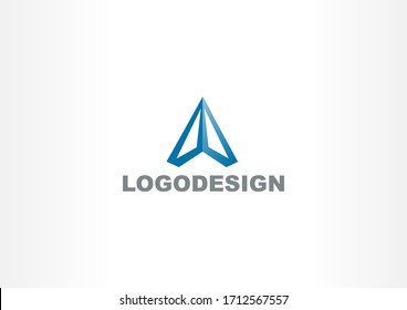 Blue triangle shape for company identity vector logo design concept