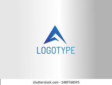 Blue triangle shape vector illustration. Abstract vector logo.
