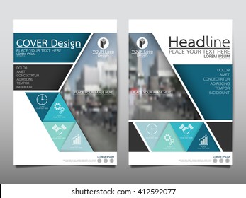 Blue triangle technology annual report brochure flyer design template vector, Leaflet cover presentation abstract flat background, layout in A4 size