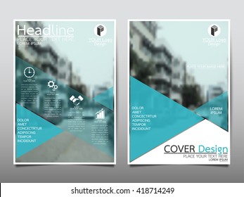 Blue triangle technology annual report brochure flyer design template vector, Leaflet cover presentation abstract geometric background, layout in A4 size