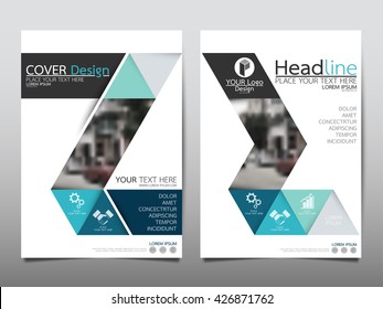 Blue triangle technology annual report brochure flyer design template vector, Leaflet cover presentation abstract geometric background, layout in A4 size