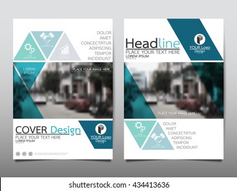 Blue triangle technology annual report brochure flyer design template vector, Leaflet cover presentation abstract geometric background, layout in A4 size