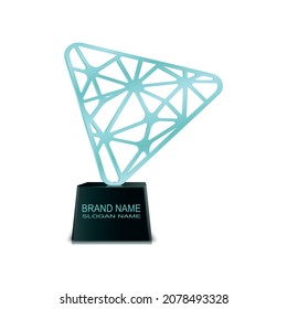 Blue Triangle Trophy with black base and can be customized with your Company or Brand name, logo, or any message or name that you want to put or write on the base holder.  