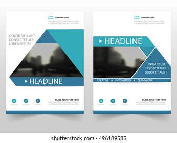 Blue Triangle Vector annual report Leaflet Brochure Flyer template design, book cover layout design
