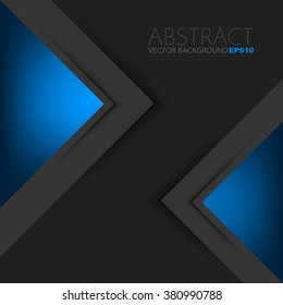 Blue triangle vector background arrow angle paper layer overlap on black space for text and message artwork background design