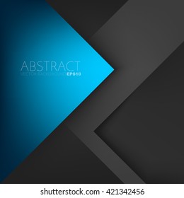 Blue triangle vector background arrow angle paper layer overlap on black space unusual modern material for text and message artwork background design