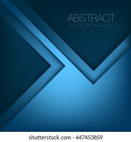 Blue triangle vector background arrow angle paper layer overlap on white space for text and message artwork background design