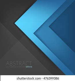 Blue triangle vector background arrow angle paper layer overlap on black space for text and message artwork background design