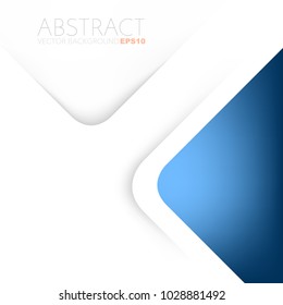 Blue triangle vector background overlap layer on white space with shadow paper for background design